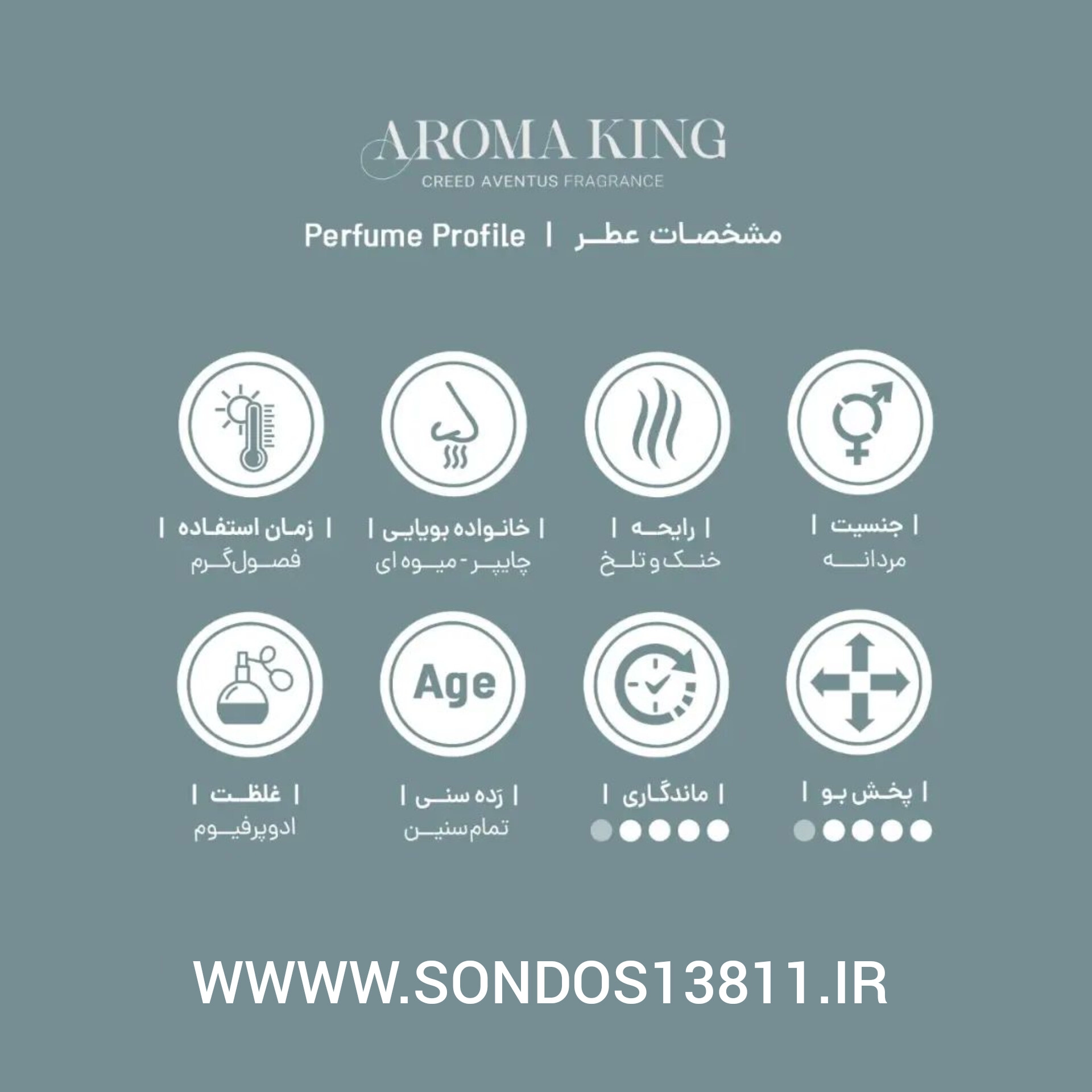 عطر مردانه AROMA KING ، از برند اولترا ، عطری است اغواگر با رایحه خنک و تلخ.
